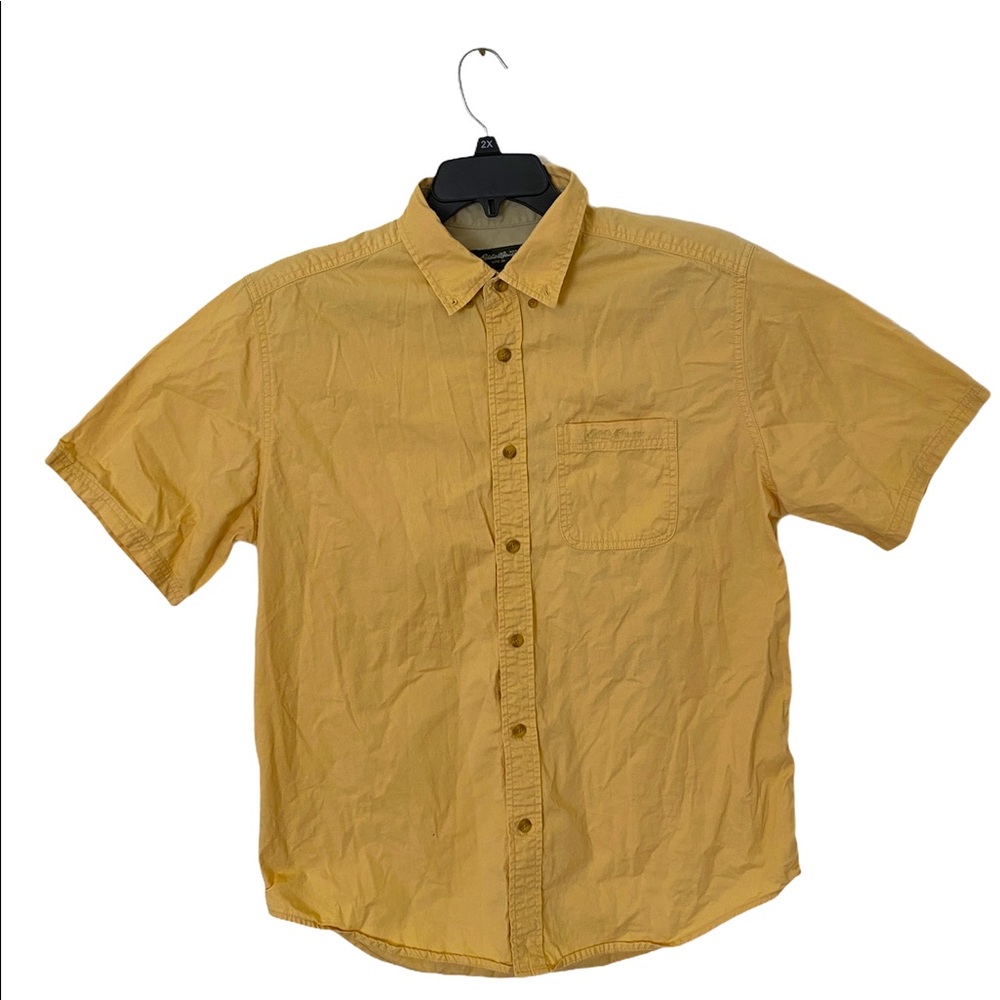 Eddie Bauer Shirt Large Button Down Mens Yellow